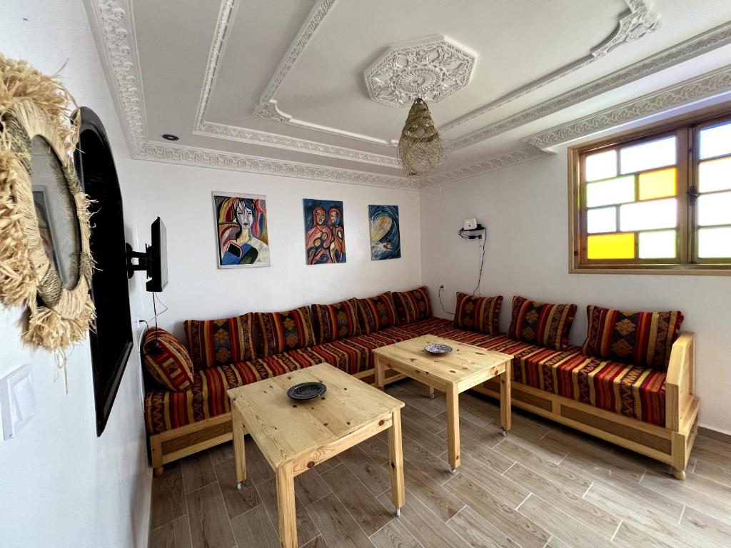 Moroccan salon with traditional berber cushions